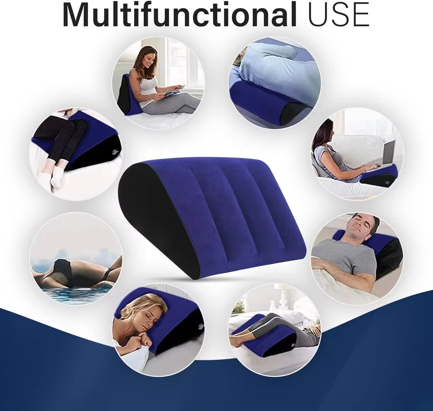Inflatable Wedge Pillow  Lightweight Travel Cushion For Lumbar Leg Support Yoga  Camping 1