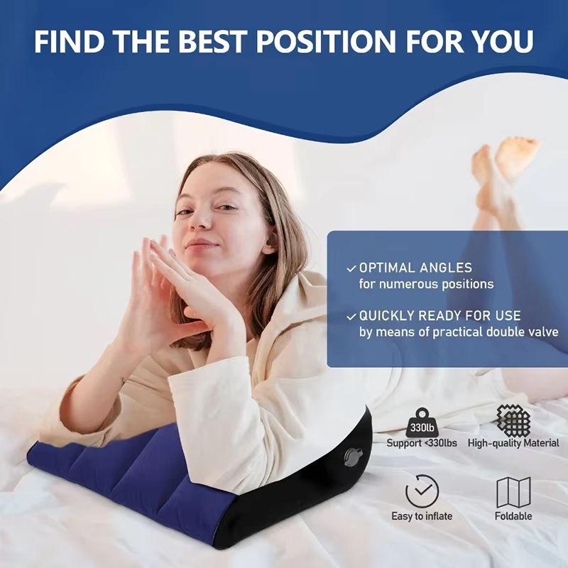Inflatable Wedge Pillow  Lightweight Travel Cushion For Lumbar Leg Support Yoga  Camping 2
