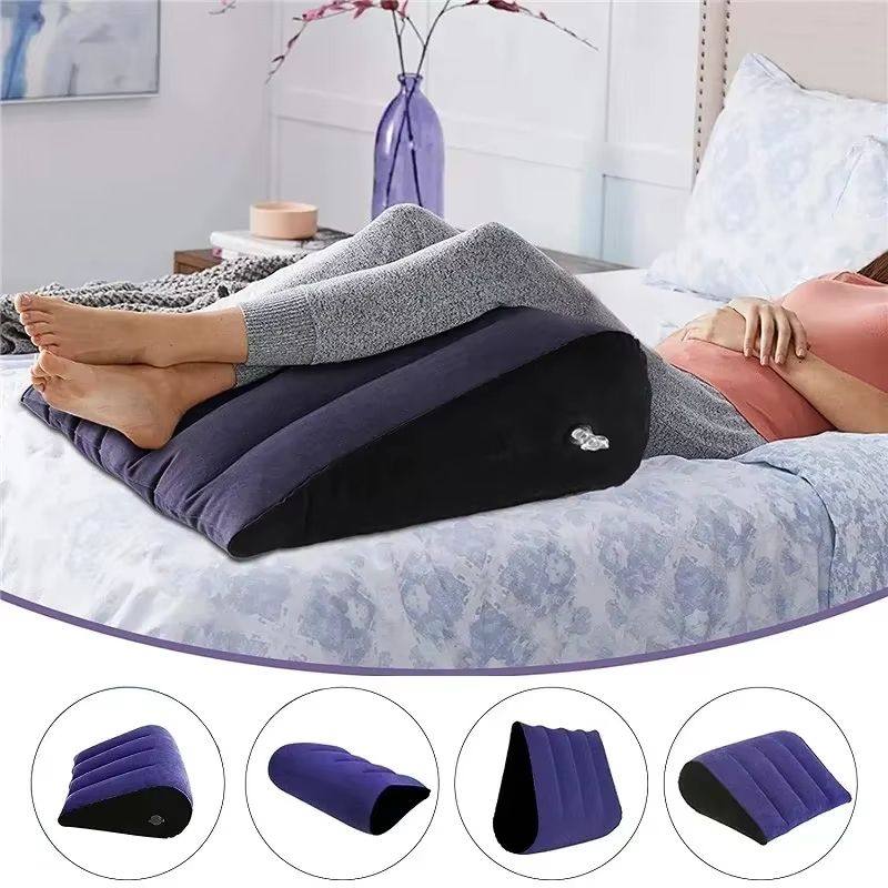 Inflatable Wedge Pillow  Lightweight Travel Cushion For Lumbar Leg Support Yoga  Camping 4