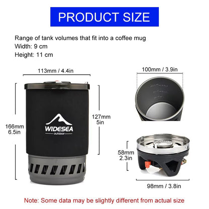 Widesea Camping Cooking System  Portable Outdoor Gas Stove With Heat Exchanger Coffee Pot  Cookware 1
