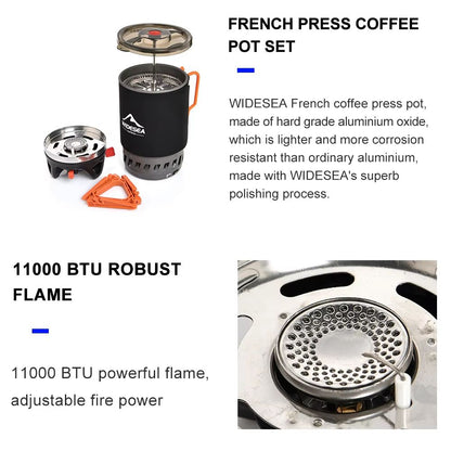 Widesea Camping Cooking System  Portable Outdoor Gas Stove With Heat Exchanger Coffee Pot  Cookware 3