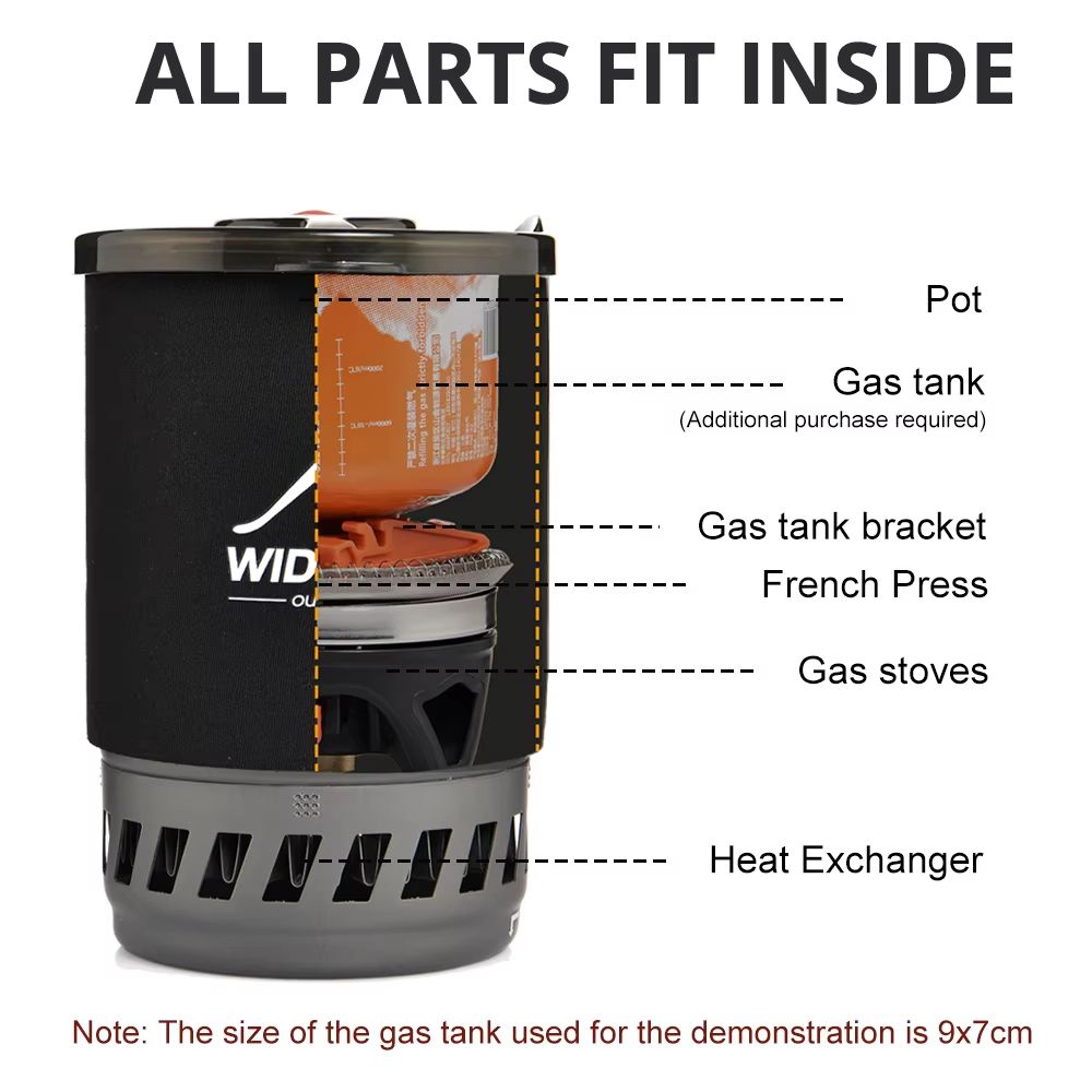 Widesea Camping Cooking System  Portable Outdoor Gas Stove With Heat Exchanger Coffee Pot  Cookware 4