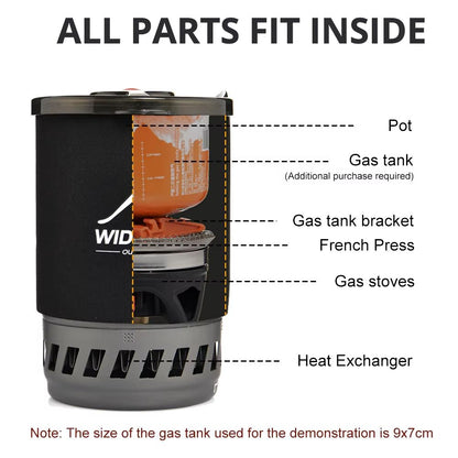 Widesea Camping Cooking System  Portable Outdoor Gas Stove With Heat Exchanger Coffee Pot  Cookware 4