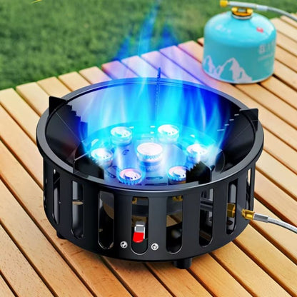 19800W HighPower Camping Stove  7Core Portable Gas Burner With Windproof Design  Electronic Ignitio 1