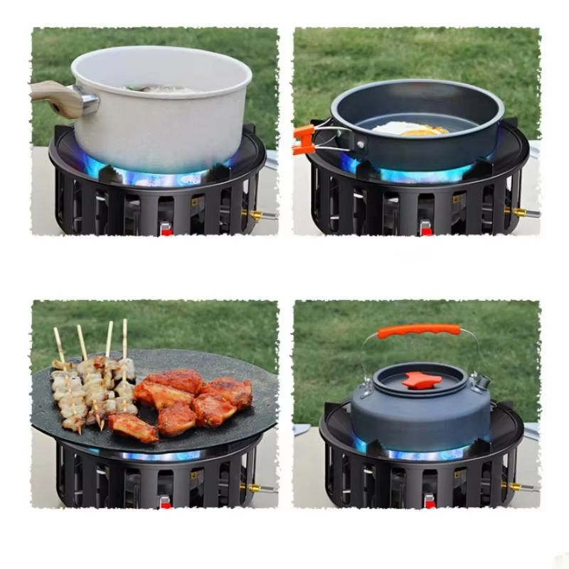 19800W HighPower Camping Stove  7Core Portable Gas Burner With Windproof Design  Electronic Ignitio 4