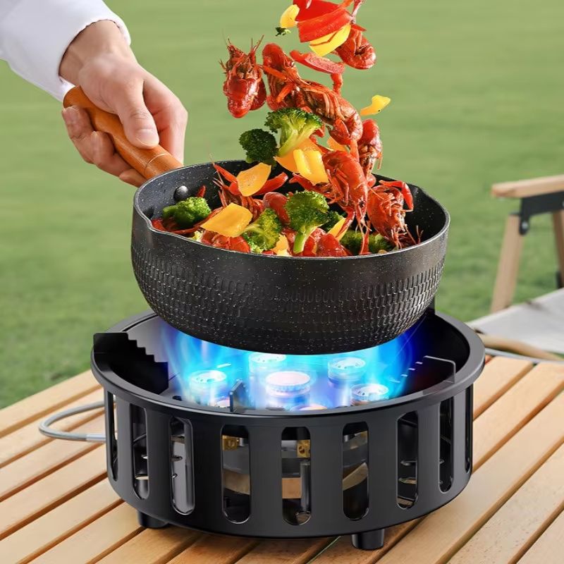 19800W HighPower Camping Stove  7Core Portable Gas Burner With Windproof Design  Electronic Ignitio 5