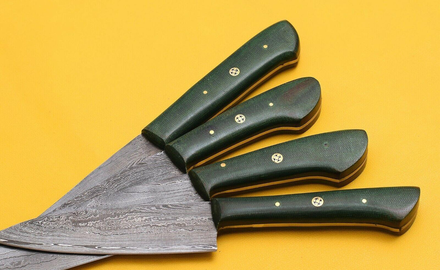Handmade Damascus Steel 4Piece Chef Knife Set  Micarta Handle Kitchen Knives 1