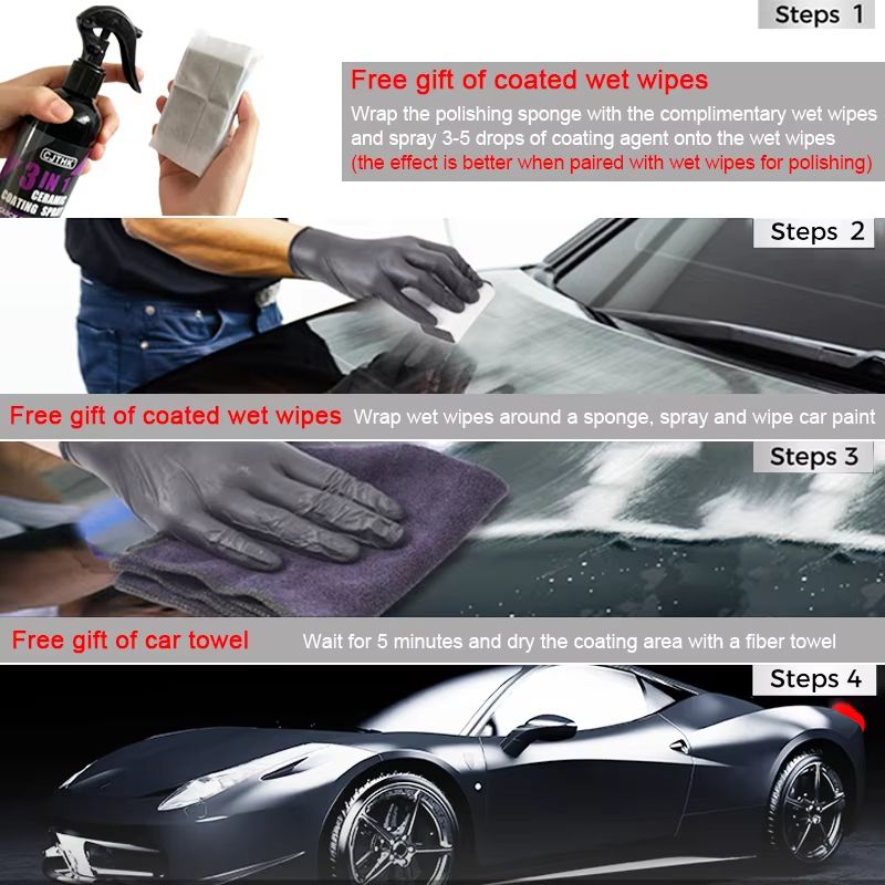 Ceramic Nano Car Coating Liquid  Hydrophobic Paint Protection Crystal Shine  LongLasting Polish 5