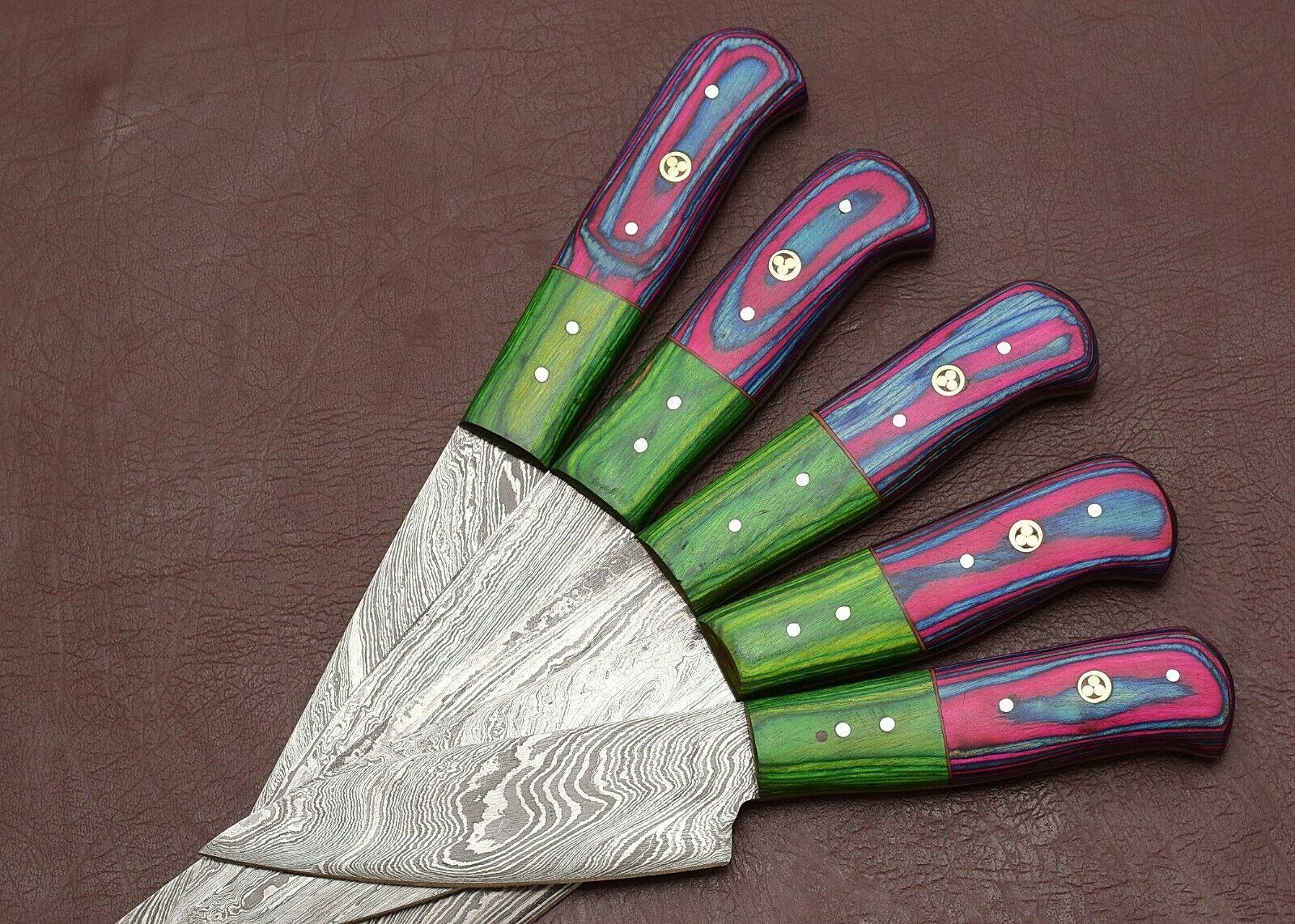 Premium Handmade Damascus Chef Knife Set With Pakka Wood Handles  Sheath 3