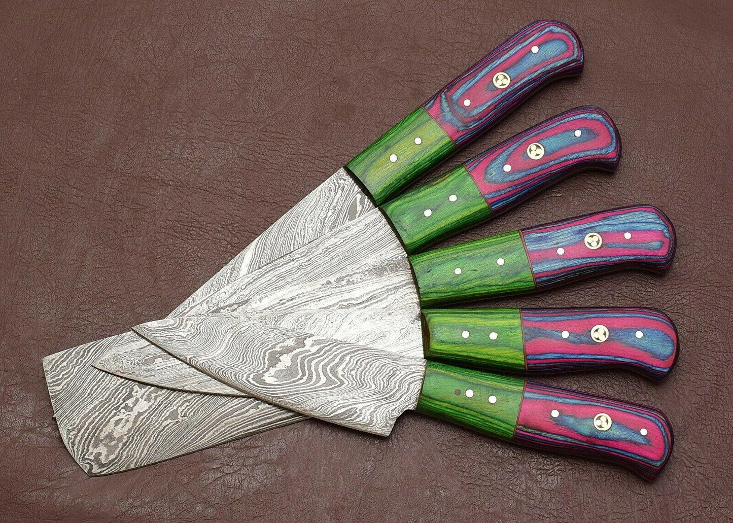 Premium Handmade Damascus Chef Knife Set With Pakka Wood Handles  Sheath 1