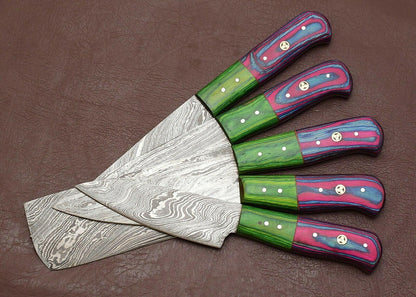 Premium Handmade Damascus Chef Knife Set With Pakka Wood Handles  Sheath 1