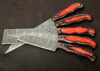 Professional Damascus Steel Kitchen Knife Set  Handmade With Pakka Wood Handle 2