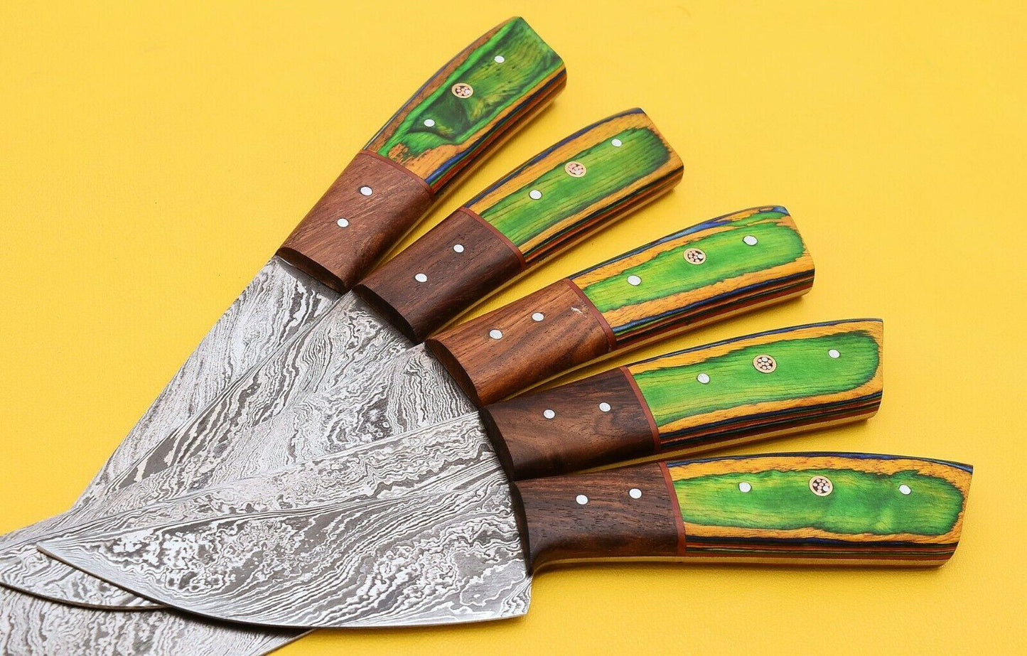 HandForged Damascus Chef Knives Set  512 Layers Steel  Leather Sheath 3