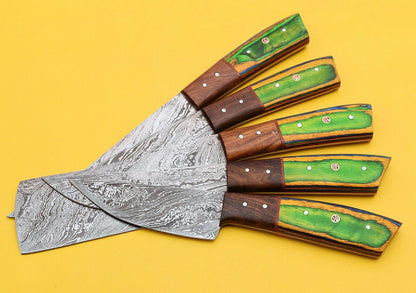 HandForged Damascus Chef Knives Set  512 Layers Steel  Leather Sheath 2