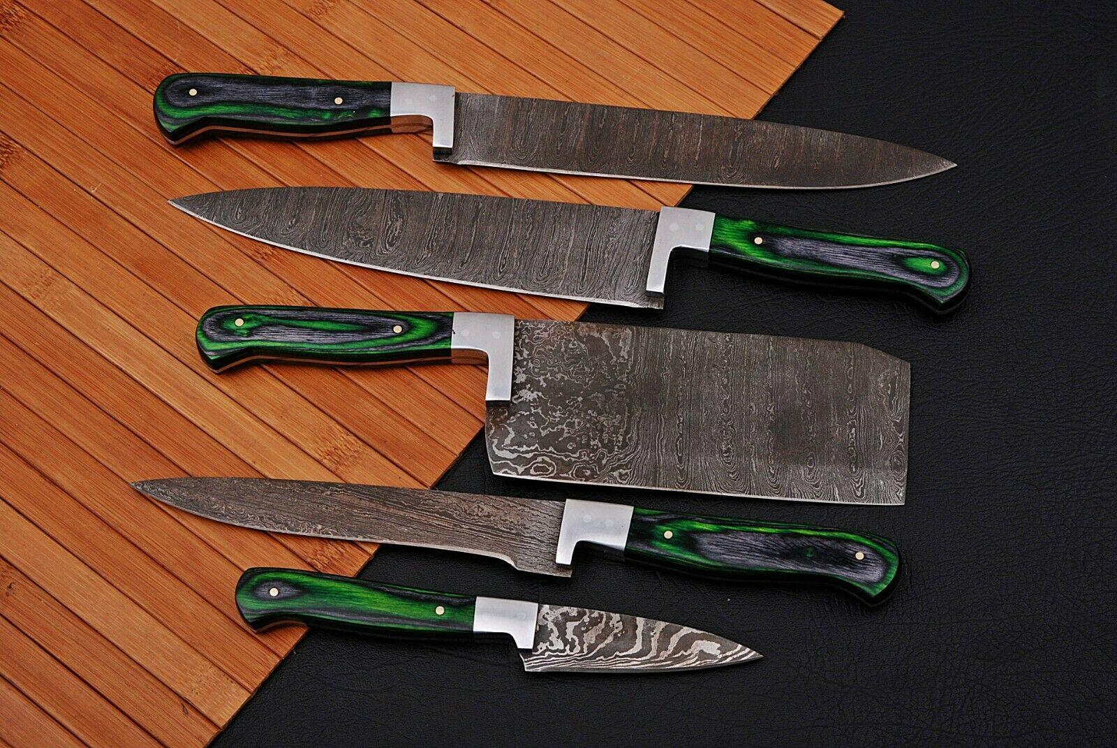 Handmade D2 Steel Chef Knife Set  Etching Blade With Wood Handle 1