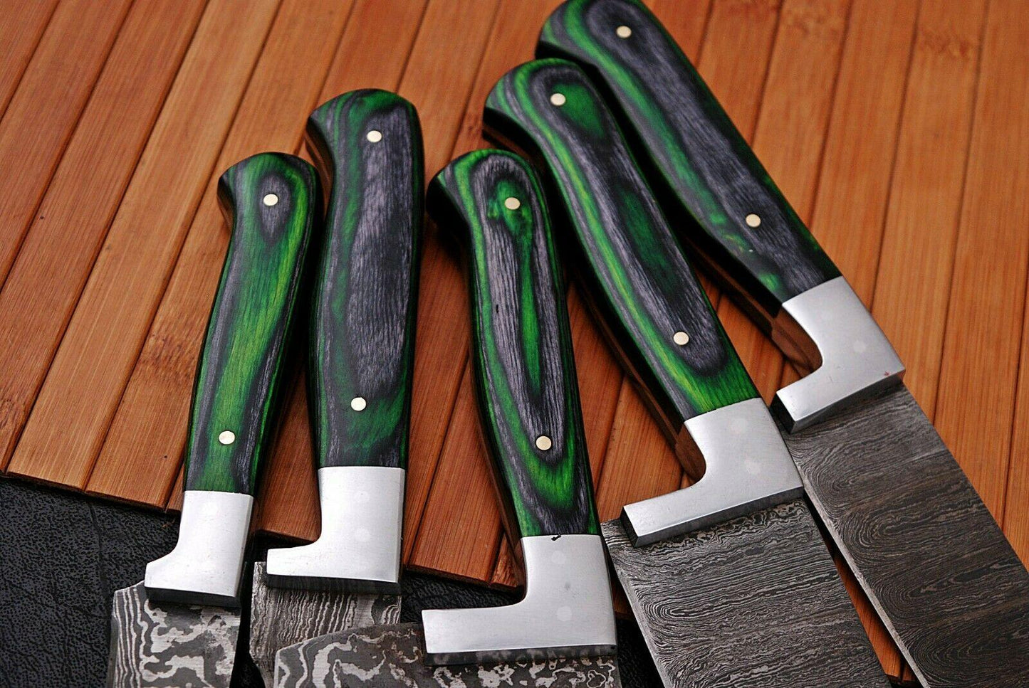 Handmade D2 Steel Chef Knife Set  Etching Blade With Wood Handle 2