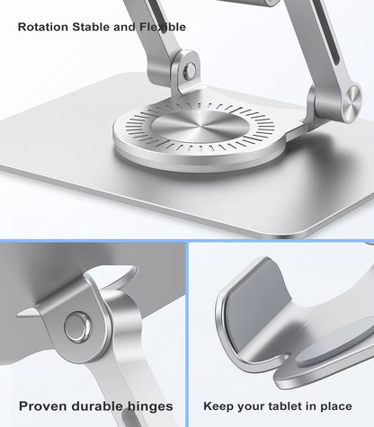 ST02 Aluminum Tablet Stand With 360 Swivel Base  Adjustable Universal Holder For IPad Samsung  More 5