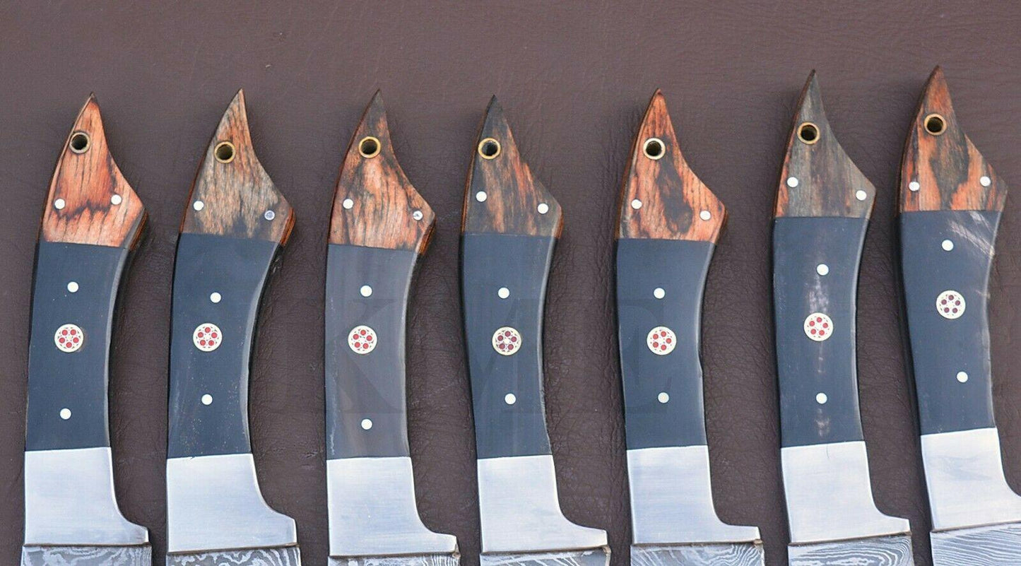 Handmade Damascus Steel 7Piece Kitchen Chef Knife Set With Bull Horn Handle  Custom Forged Professi 2
