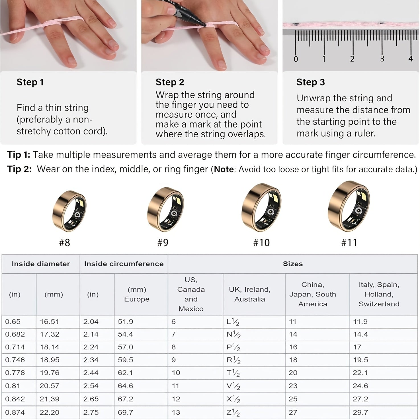 Sleep Tracking Smart Ring, Motion Monitoring, Compatible with iPhone and Android, Smart Gift, Ideal for Men and Women
