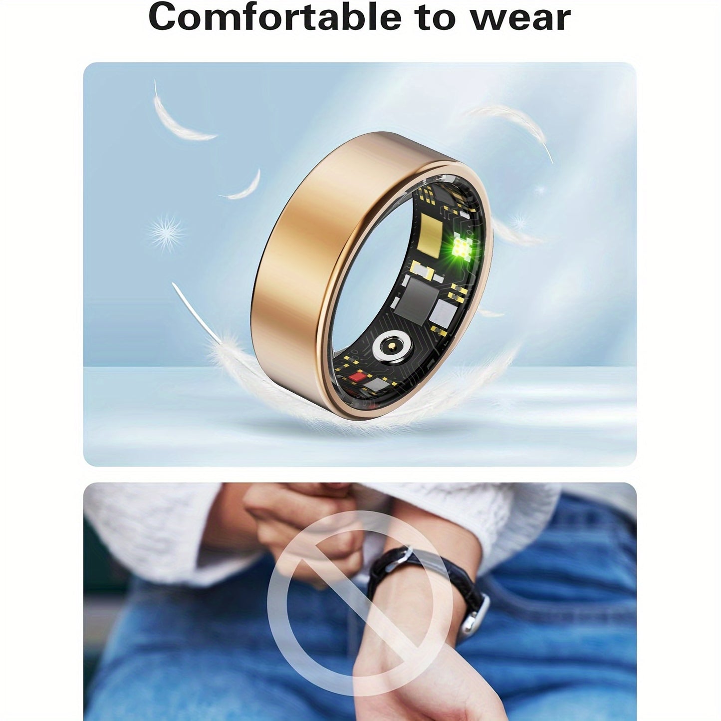 Sleep Tracking Smart Ring, Motion Monitoring, Compatible with iPhone and Android, Smart Gift, Ideal for Men and Women