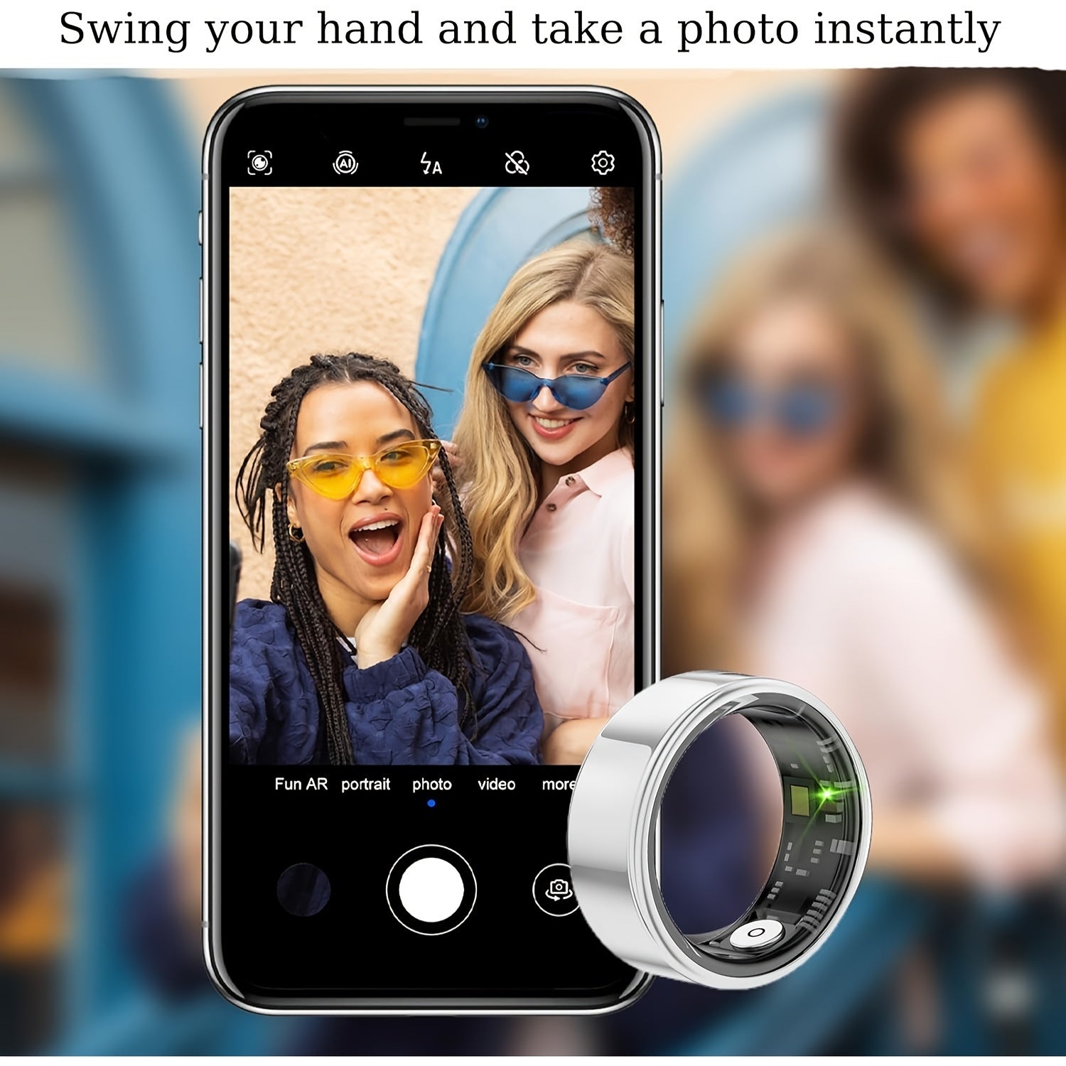 Sleep Tracking Smart Ring, Motion Monitoring, Compatible with iPhone and Android, Smart Gift, Ideal for Men and Women