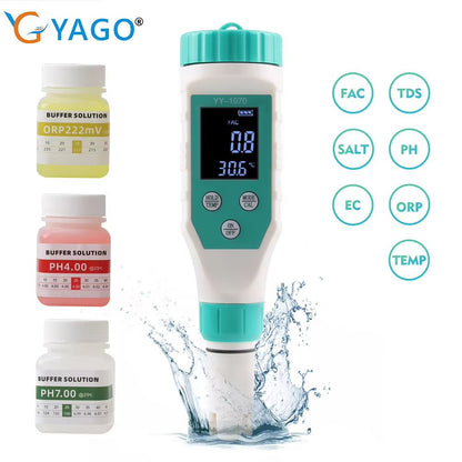 7-in-1 Digital Chlorine & pH Meter – Water Quality Tester for Swimming Pools, Hot Springs & Spas