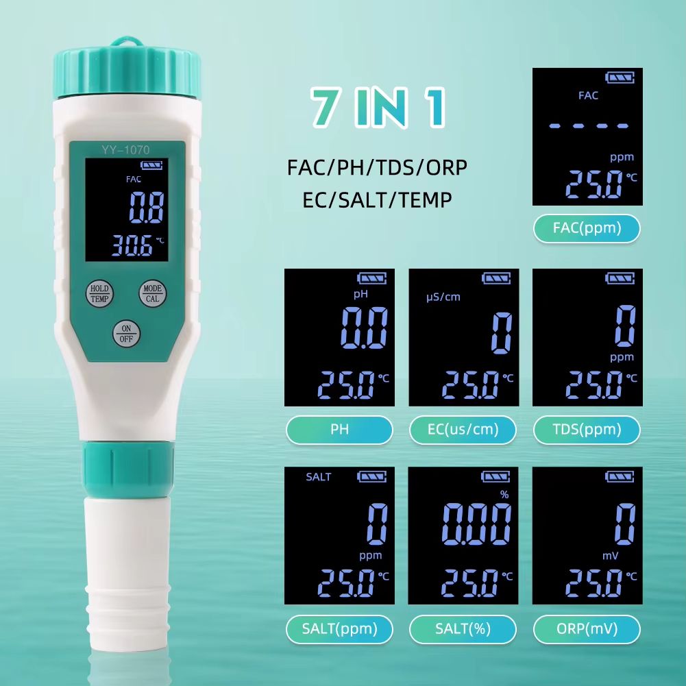 7in1 Digital Chlorine  PH Meter  Water Quality Tester For Swimming Pools Hot Springs  Spas 2