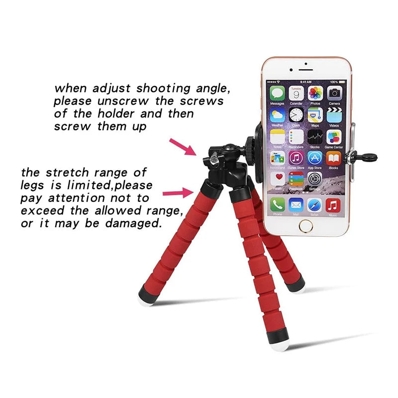 Mobile Camera Holder Clip, Tripod for Phone, Octopus Mini Tripod Stativ, Smartphone Monopod for iPhone Samsung Xiaomi