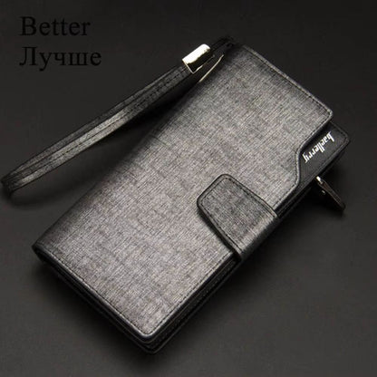 Baellerry Long Mens Wallet  Large Capacity PU Leather Zipper Purse  Card Holder 12