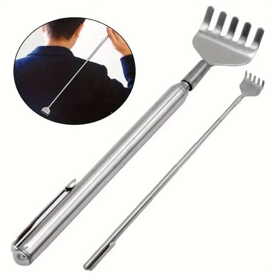 Telescopic Stainless Steel Back Scratcher – Portable Extendable Itch Relief Tool for Men & Women