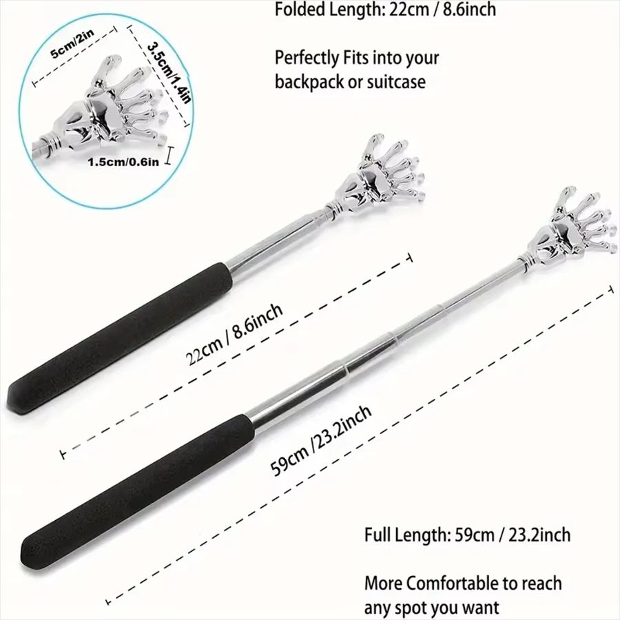 Telescopic Stainless Steel Back Scratcher  Portable Extendable Itch Relief Tool For Men  Women 2