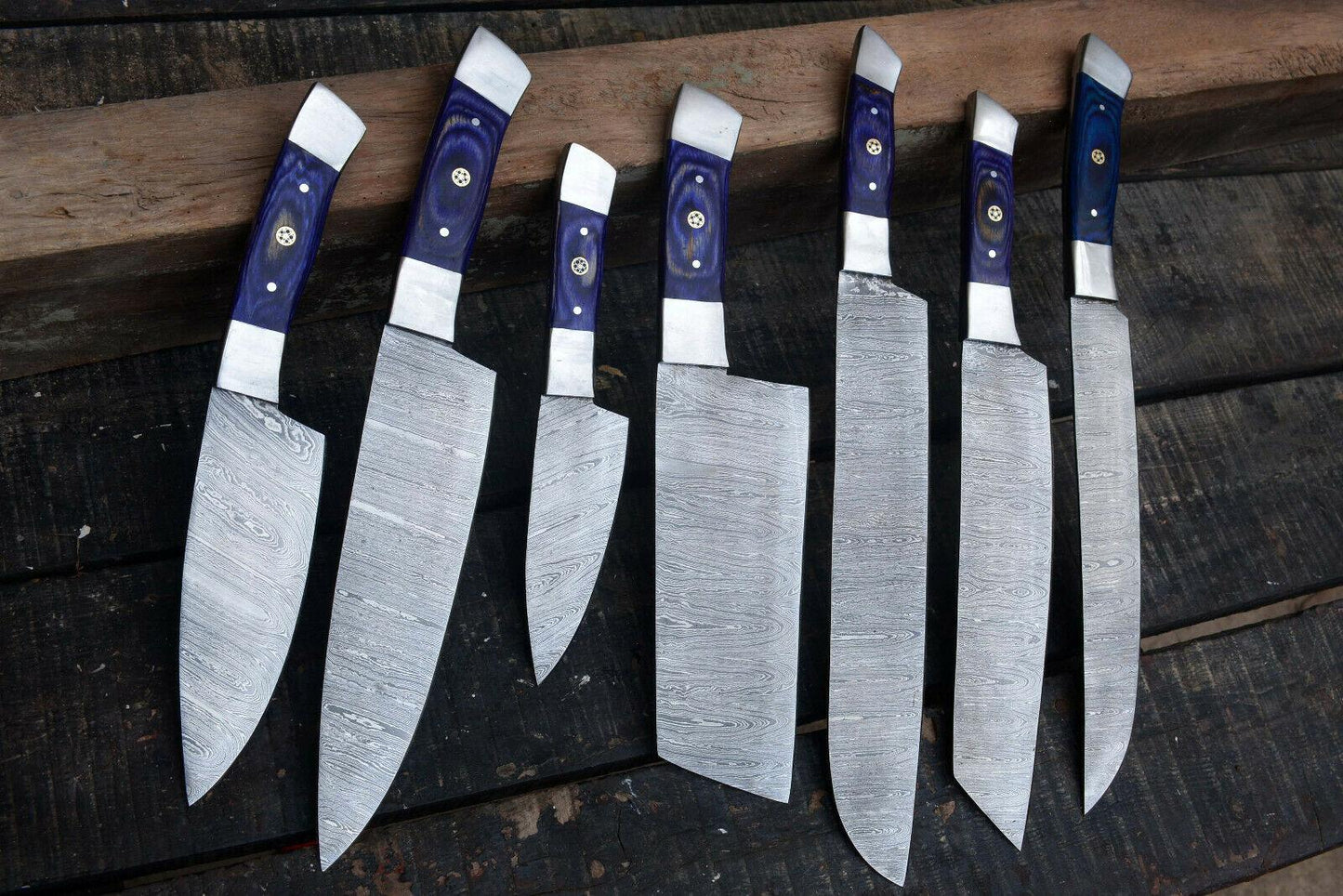 LOT OF 07 Handmade Damascus Steel KitchenChef Knives  Full Tang Professional Knife Set 1