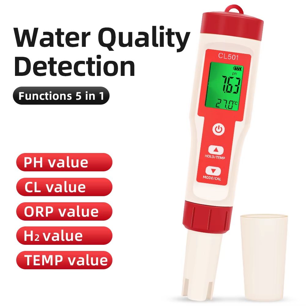 5in1 Digital Chlorine Meter Pen  MultiFunction PH ORP CL2 H2  Temperature Water Quality Tester For  2