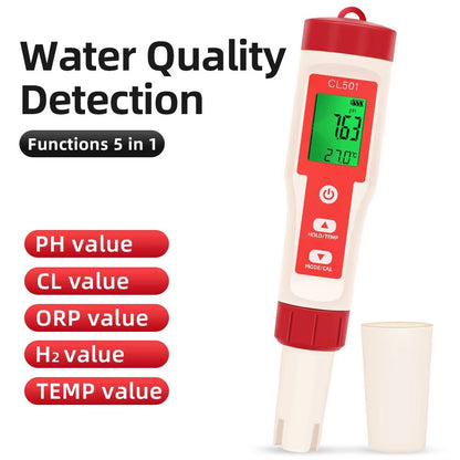 5in1 Digital Chlorine Meter Pen  MultiFunction PH ORP CL2 H2  Temperature Water Quality Tester For  2