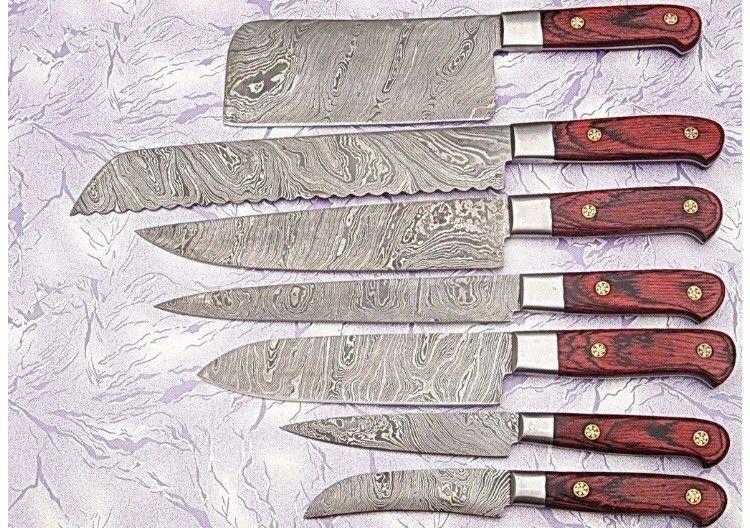 LOT OF 07 Handmade Damascus Steel Kitchen Knifes  Full Tang Professional Knife Set 1