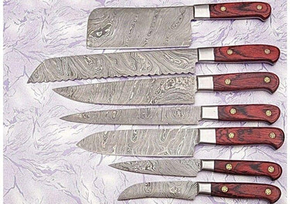 LOT OF 07 Handmade Damascus Steel Kitchen Knifes  Full Tang Professional Knife Set 1