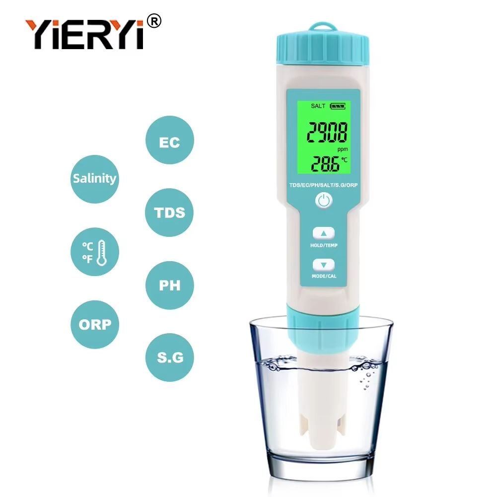 Yieryi Digital Water Quality Tester  Professional TDS EC PH Meter With Salinity ORP SG  Temperature 1
