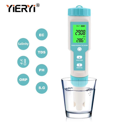 Yieryi Digital Water Quality Tester  Professional TDS EC PH Meter With Salinity ORP SG  Temperature 1
