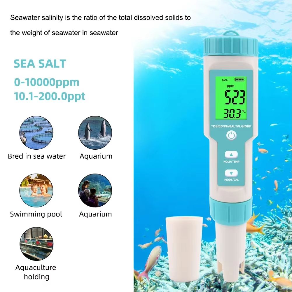Yieryi Digital Water Quality Tester  Professional TDS EC PH Meter With Salinity ORP SG  Temperature 3