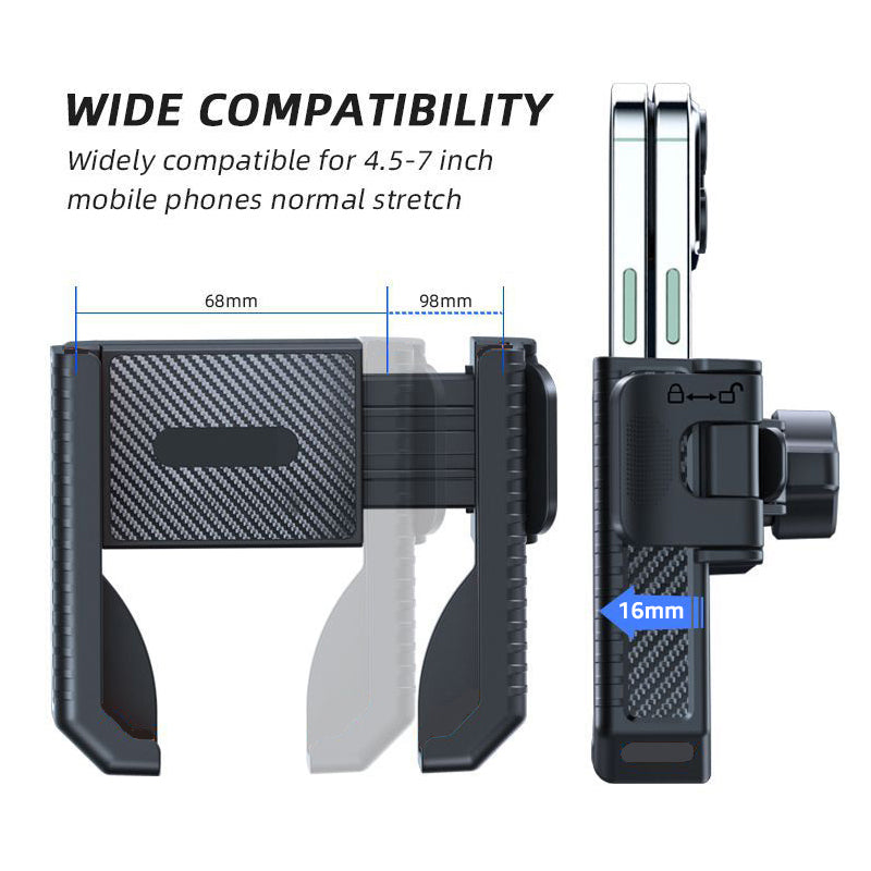 Motorcycle Handlebar Mobile Phone Mount Clip, Bike Phone Holder Stand, Shockproof GPS Bracket for 4.5-7.0 inch Phones