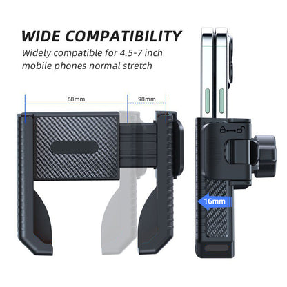 Motorcycle Handlebar Mobile Phone Mount Clip, Bike Phone Holder Stand, Shockproof GPS Bracket for 4.5-7.0 inch Phones