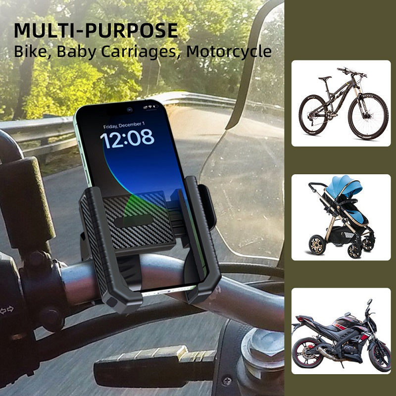 Motorcycle Handlebar Mobile Phone Mount Clip, Bike Phone Holder Stand, Shockproof GPS Bracket for 4.5-7.0 inch Phones