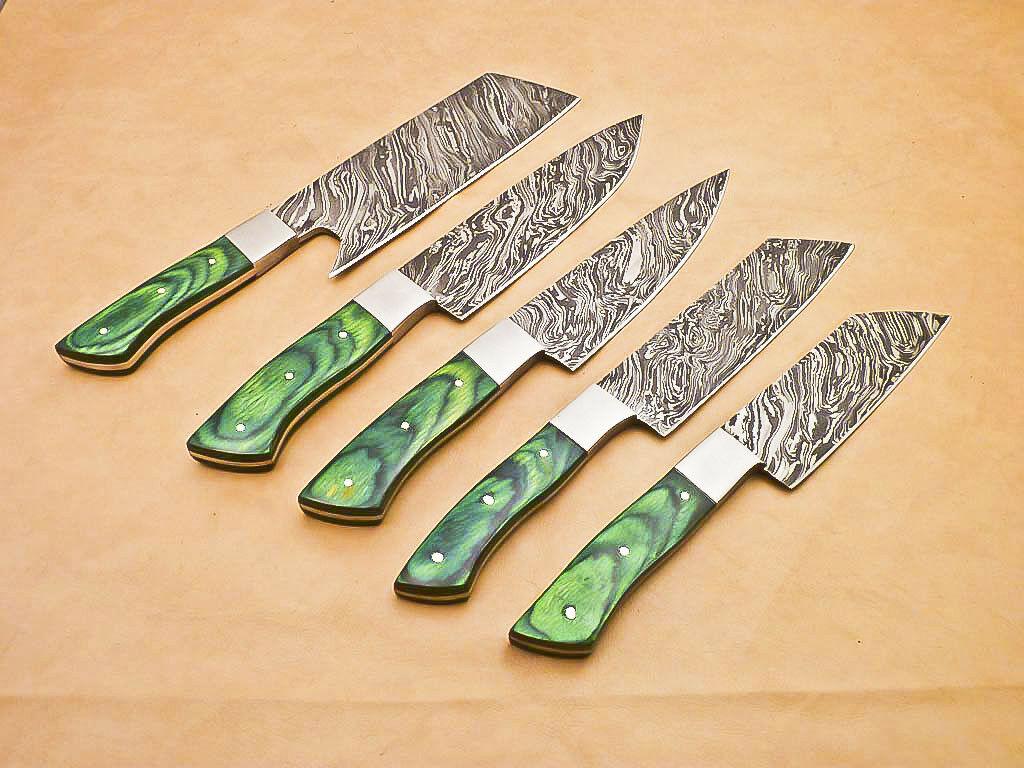 Damascus Steel Professional Chef Knives Set Of 5  Handmade Kitchen Knife Collection 1