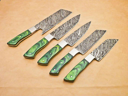 Damascus Steel Professional Chef Knives Set Of 5  Handmade Kitchen Knife Collection 1