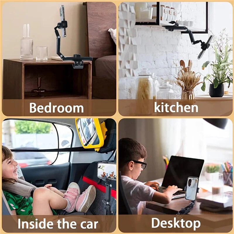 Car Clip Bracket Stand, 1080° Rotating Sun Visor Phone Mount, Support GPS Cell in Car for iPhone Samsung Xiaomi
