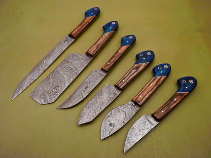 Lot Of 6 Custom Damascus Chef Knives  Full Tang Kitchen Set 2
