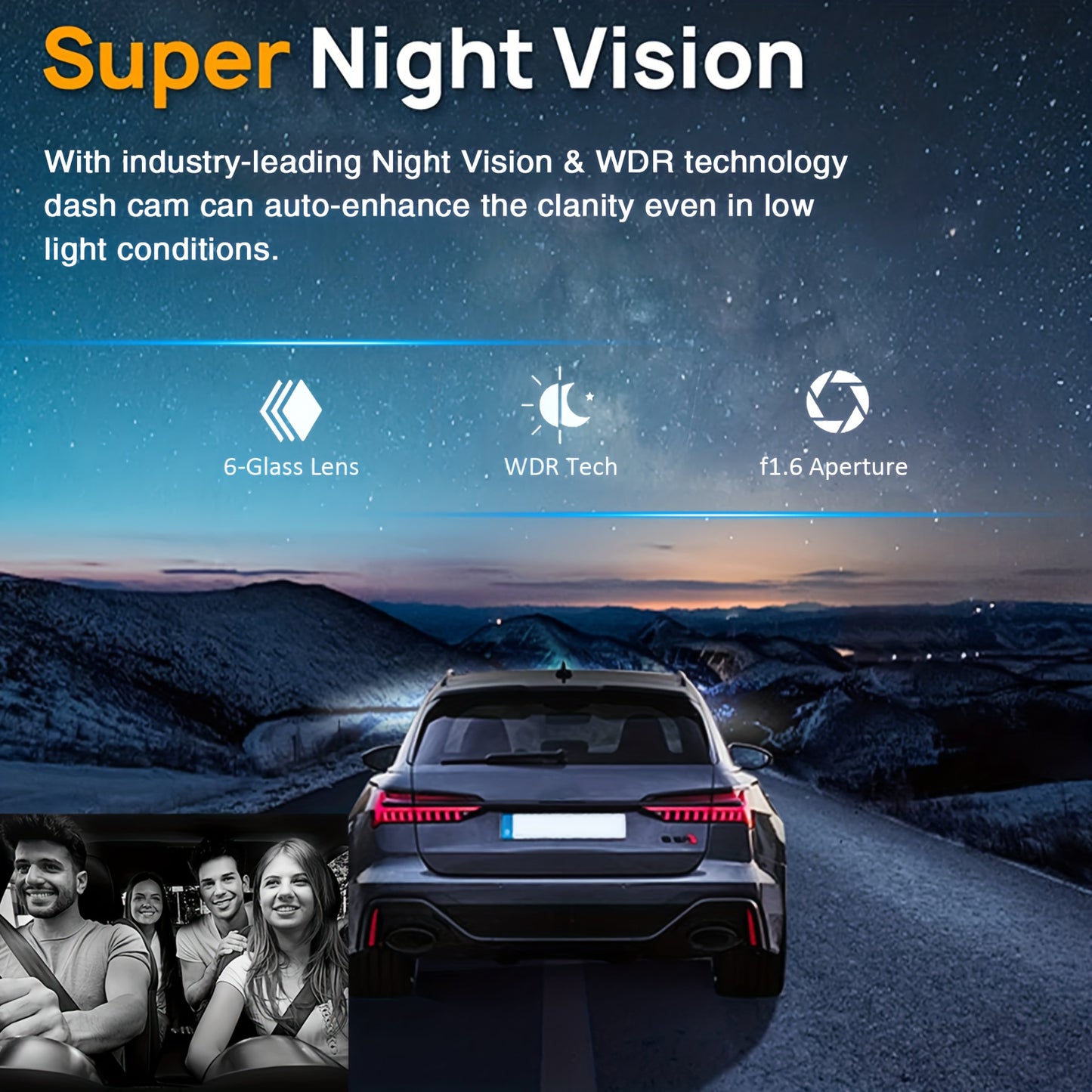 Wide Angle Car DVR 1080P WIFI Dual Camera Dash Cam Front And Inside IR Night Vision Loop Recording 3
