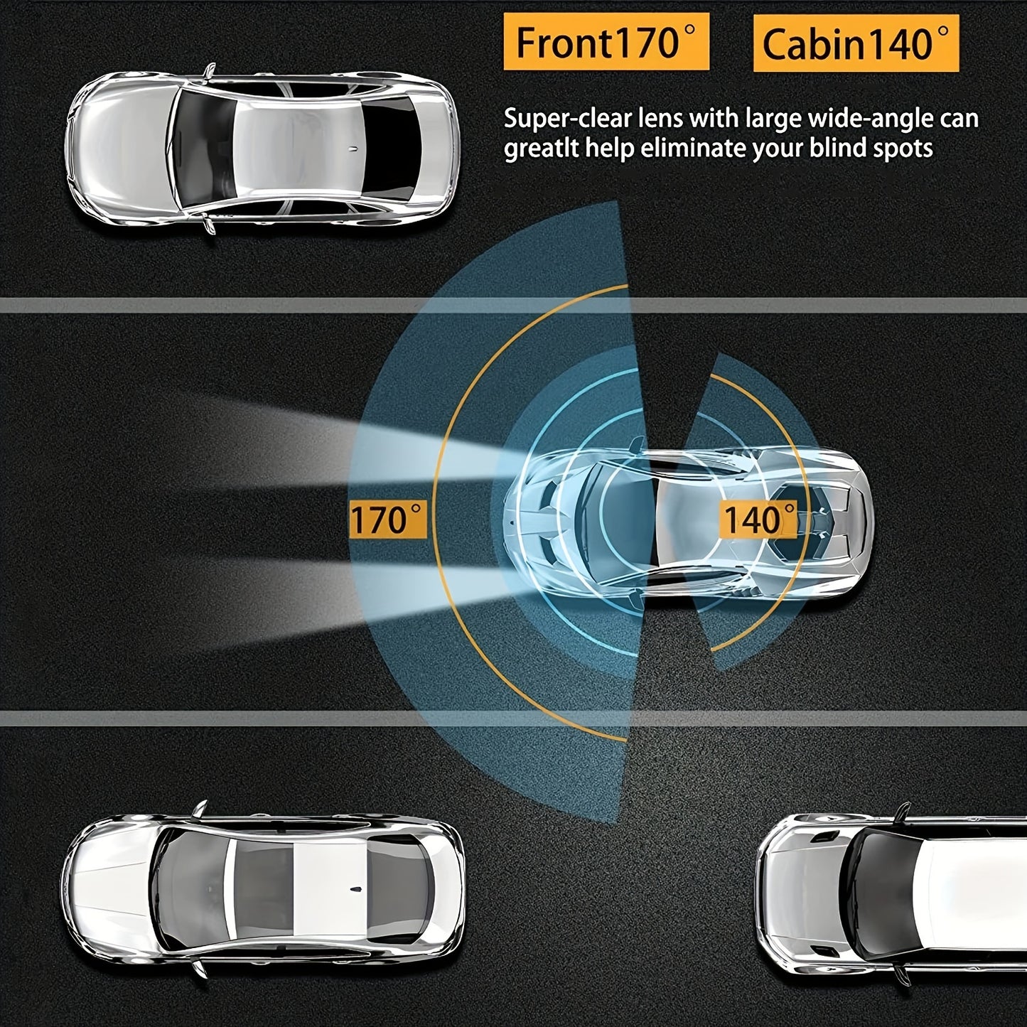 Wide Angle Car DVR 1080P WIFI Dual Camera Dash Cam Front And Inside IR Night Vision Loop Recording 4
