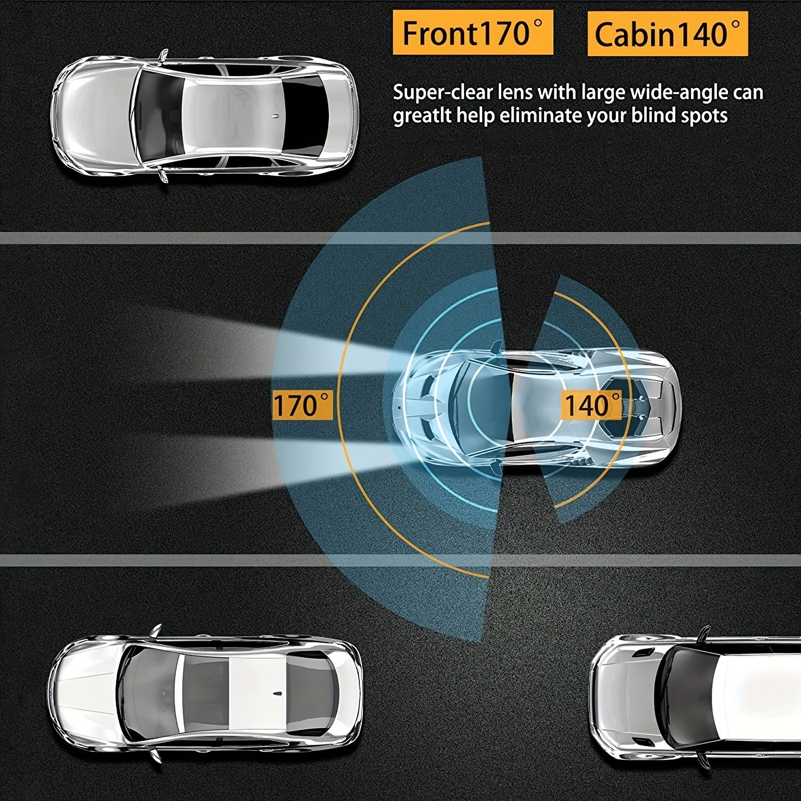 Wide Angle Car DVR 1080P WIFI Dual Camera Dash Cam Front And Inside IR Night Vision Loop Recording 4