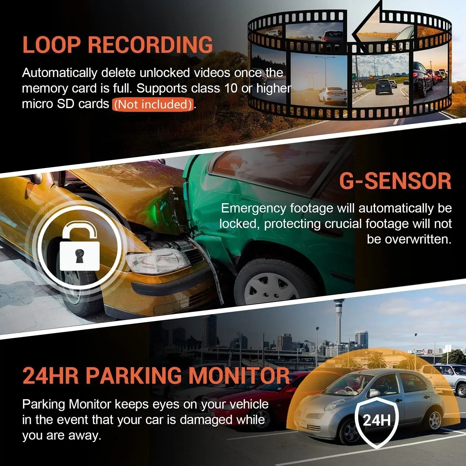 Wide Angle Car DVR 1080P WIFI Dual Camera Dash Cam Front And Inside IR Night Vision Loop Recording 5